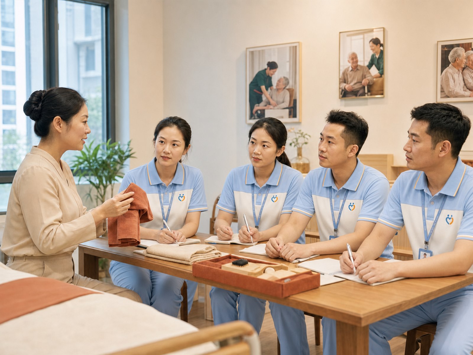 思麒康陪伴师在培训课堂中学习服务流程