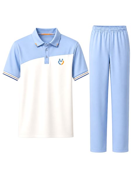 短袖 POLO 与直筒长裤套装